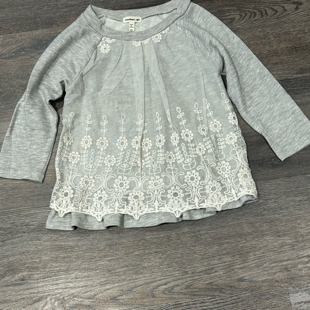 Gray Floral Kids Top